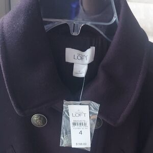 LOFT Plum Double-Breasted Wool Coat Size 4